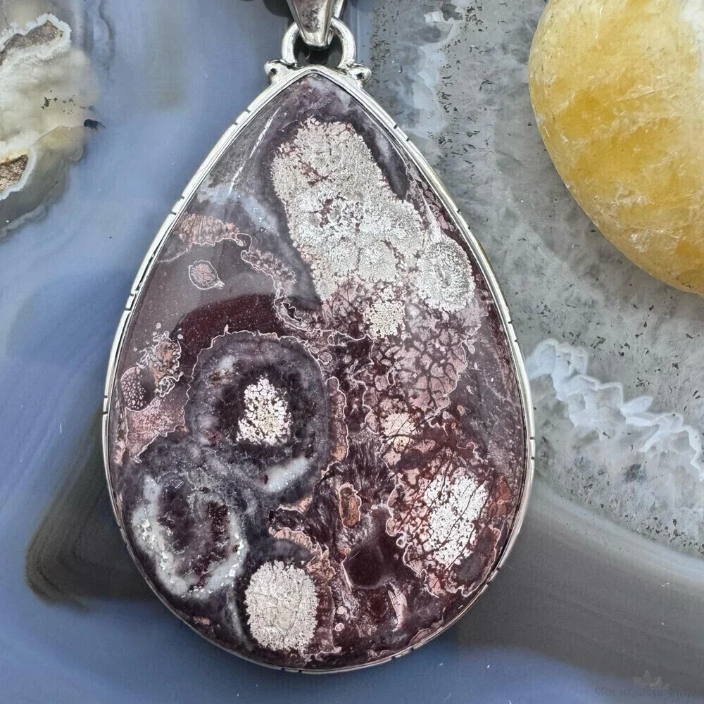 Sterling Silver Southwestern Style Large Teardrop Sunflower Jasper Uni Pendant
